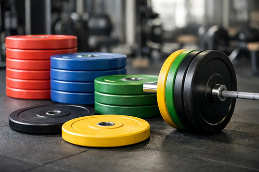 Guia de discos bumper plates para treino de força