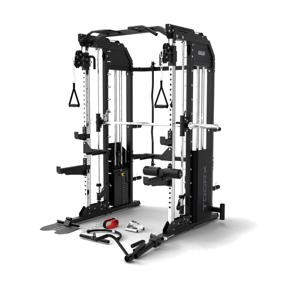 Multi Power Rack Asx 5000 - Dupla polia, Smith, Hip e Rack – Toorx.pt